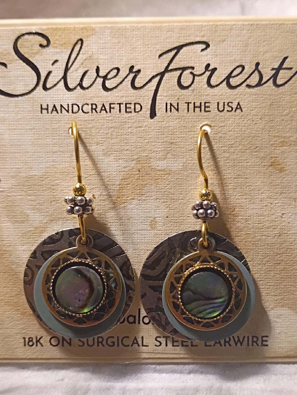 18K on Surgical Steel Silver/Gold with blue accent and stone